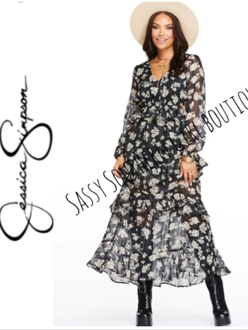 ⭐🆕 Jessica Simpson black floral maxi dress